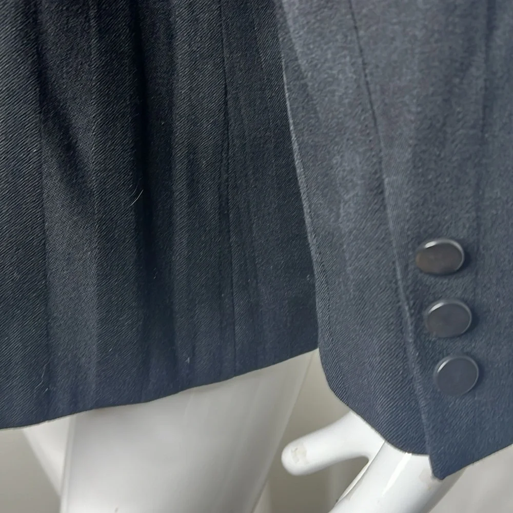 Christian Dior Sz 6-8 Black Wide Pin Stripe Collarless Hidden Button Blazer